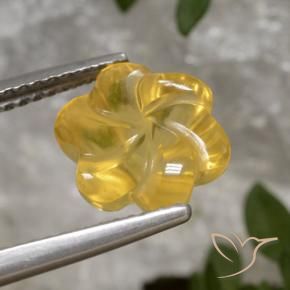 3.29 ct Golden Citrine Stone, Natural Citrine in Carved Flower Shape for Sale