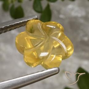 2.51 ct Golden Citrine Stone, Natural Citrine in Carved Flower Shape for Sale