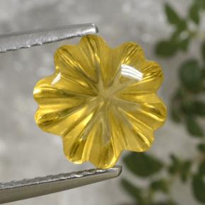 Deep Yellow Citrine Gem - 2.9ct Carved Flower (ID: 470999)
