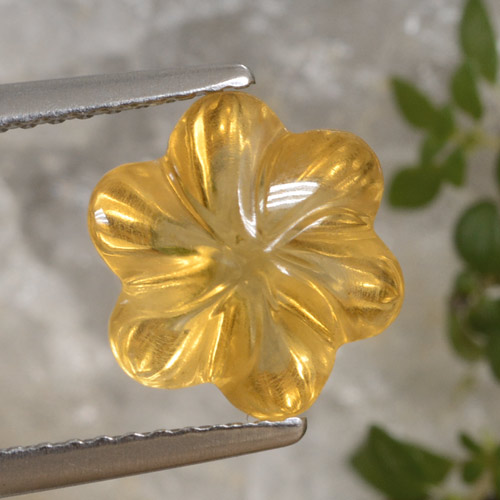 Dark Golden Citrin Edelstein - 2.6ct Geschnitzte Blume (ID: 471025)