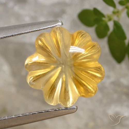 3.39ct Natural Medium Gold Citrine, Flower Cut, Transparent