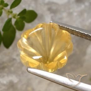 3.39 ct Golden Citrine Stone, Natural Citrine in Carved Flower Shape for Sale