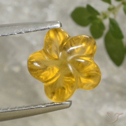 Golden Citrin Edelstein - 1.7ct Geschnitzte Blume (ID: 471030)