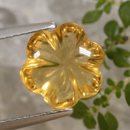 Deep Golden Orange Цитрин Камень - 3ct Фигурка Цветок (ID: 471034)