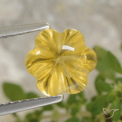 2.20ct Natural Tuscany Yellow Citrine, Flower Cut, Transparent