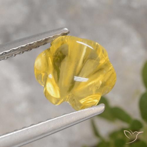 2.20 ct Yellow Citrine Stone, Natural Citrine in Carved Flower Shape for Sale