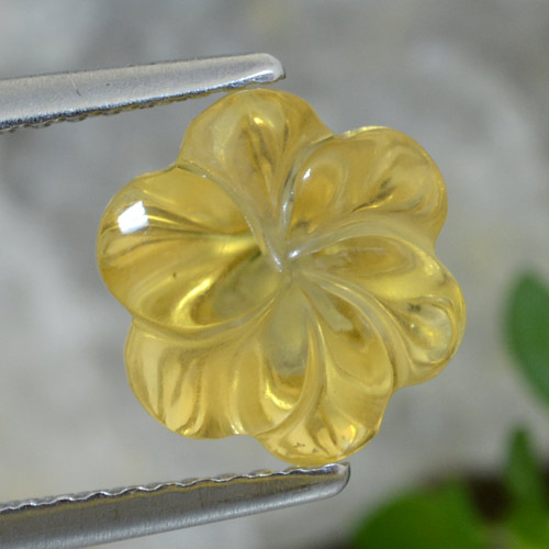Jaune Toscane Citrine gemme - 3ct Fleur gravée (ID: 471052)