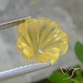 3.07 ct Yellow Citrine Stone, Natural Citrine in Carved Flower Shape for Sale