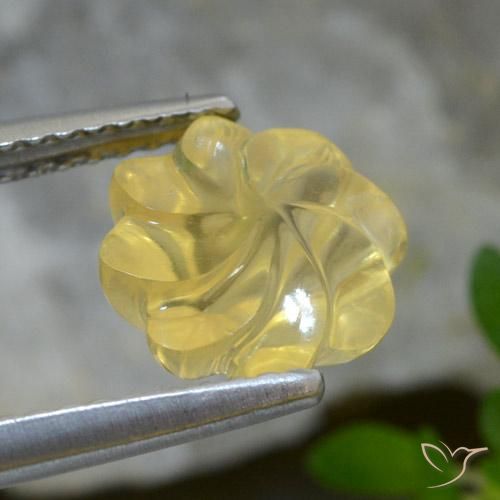 2.61 ct Yellow Citrine Stone, Natural Citrine in Carved Flower Shape for Sale