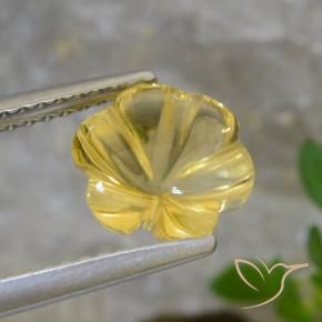 1.73 ct Yellow Citrine Stone, Natural Citrine in Carved Flower Shape for Sale