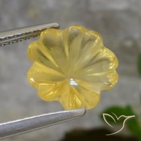 2.53 ct Yellow Citrine Stone, Natural Citrine in Carved Flower Shape for Sale