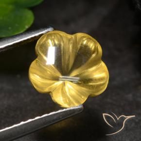 2.18 ct Golden Citrine Stone, Natural Citrine in Carved Flower Shape for Sale