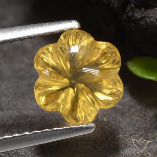 1.96ct Natural Bright Gold Citrine, Flower Cut, Transparent