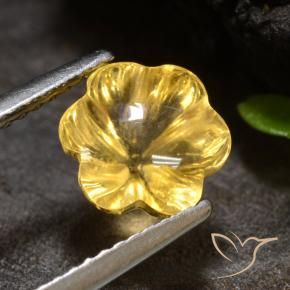 1.96 ct Golden Citrine Stone, Natural Citrine in Carved Flower Shape for Sale