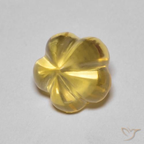 2.34 ct Golden Citrine Stone, Natural Citrine in Carved Flower Shape for Sale