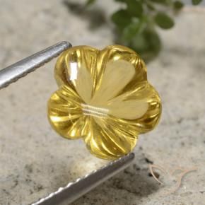 2.65 ct Golden Citrine Stone, Natural Citrine in Carved Flower Shape for Sale