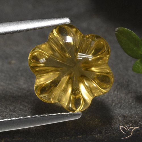 3.27ct Natural Deep Yellow Citrine, Flower Cut, Transparent