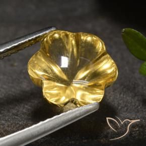 3.27 ct Yellow Citrine Stone, Natural Citrine in Carved Flower Shape for Sale