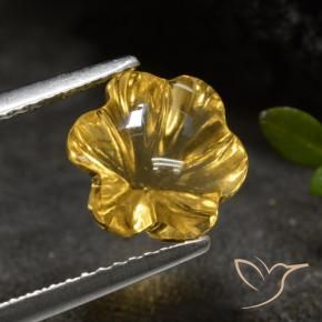 3.20 ct Golden Citrine Stone, Natural Citrine in Carved Flower Shape for Sale