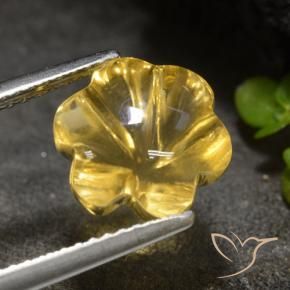 4.38 ct Golden Citrine Stone, Natural Citrine in Carved Flower Shape for Sale