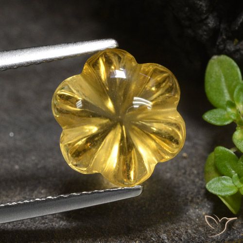 3.34ct Natural Medium Golden Citrine, Flower Cut, Transparent