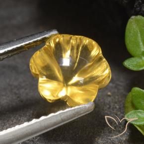 1.66 ct Golden Citrine Stone, Natural Citrine in Carved Flower Shape for Sale