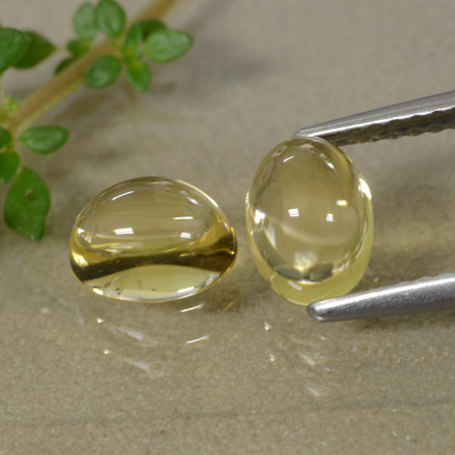 Light Golden-Yellow Цитрин Камень - 1.1ct Овал Кабошон (ID: 477027)