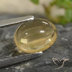 1.47 ct Yellow Citrine Stone, Natural Citrine in Oval Cabochon Shape for Sale