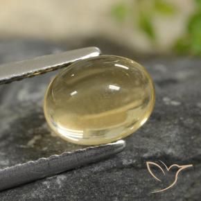 1.95 ct Yellow Citrine Stone, Natural Citrine in Oval Cabochon Shape for Sale