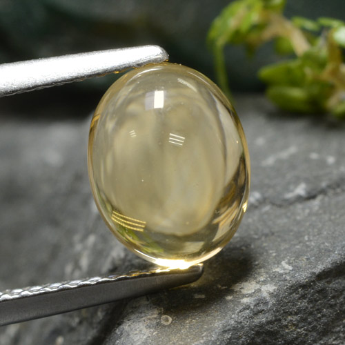 Citrino 8,8 x 6,9mm giallo Ovale cabochon dal Brasile, peso di 2,14 ct, gemma naturale non trattati in purezza Transparent, 1 pezzo Citrino - Colore: Oro chiaro, durezza Mohs di 7 adatto per gioielli da indossare ogni giorno, Simboleggia abbondanza e prosperità, Photo A
