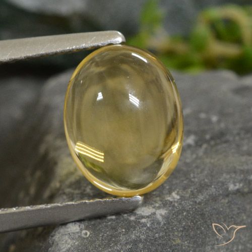 Citrino 8,9 x 6,9mm giallo Ovale cabochon dal Brasile, peso di 2,12 ct, gemma naturale non trattati in purezza Transparent, 1 pezzo Citrino - Colore: Giallo dorato chiaro, durezza Mohs di 7 adatto per gioielli da indossare ogni giorno, Sblocca Chakra del Plesso Solare, Photo A