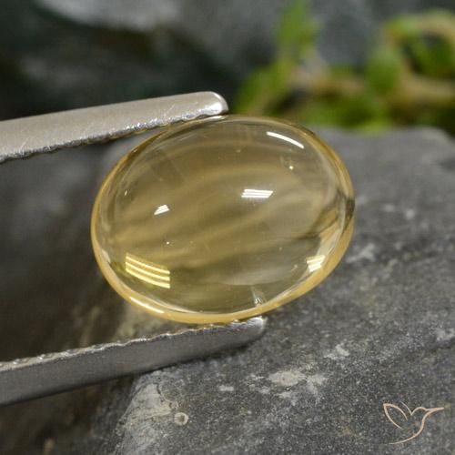 1.88 ct Yellow Citrine Stone, Natural Citrine in Oval Cabochon Shape for Sale