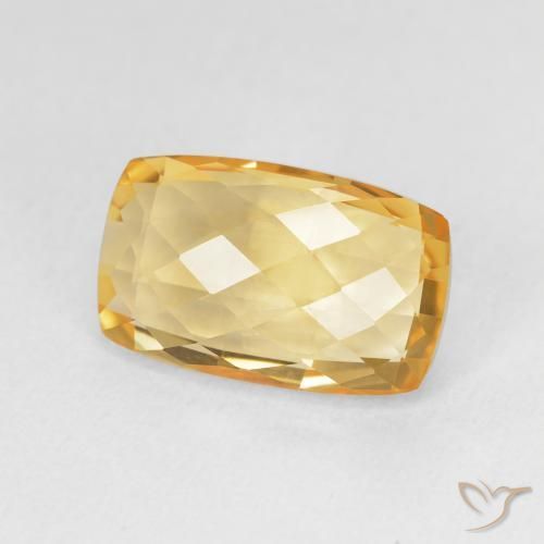4.05 ct Golden Citrine Stone, Natural Citrine in Cushion Checkerboard (double sided) Shape for Sale
