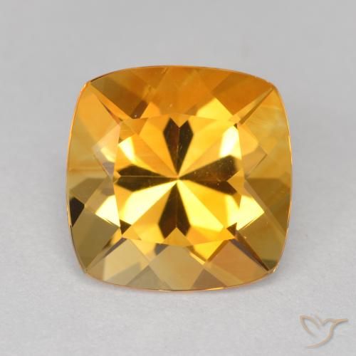 3.47ct Cushion Medium Orange-gold Citrine from Brazil, Dimension 10.1 x 10mm, Natural untreated Gemstone, VVS Clarity, 1pc Cushion-cut Citrine, Mohs Hardness of 7 suitable for daily wear jewelry, Unblocks Solar Plexus Chakra, Photo A