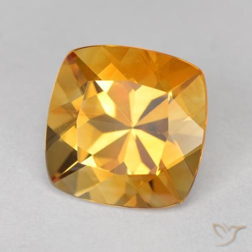 3.47 ct Golden Citrine Stone, Natural Citrine in Cushion-Cut Shape for Sale