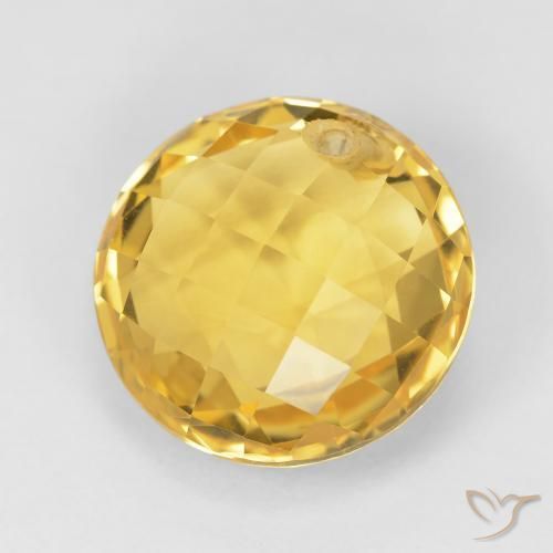 7.79 ct Golden Citrine Stone, Natural Citrine in Round Drilled Checkerboard (Double Sided) Shape for Sale