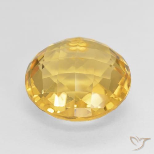 Citrine Gemstone in 13 mm (calibrated) Size for Sale, Citrine Stone in Medium Gold Color