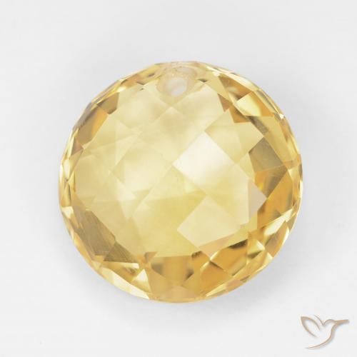 7.46 ct Golden Citrine Gemstone, Citrine Gem in Round Drilled Checkerboard (Double Sided) Shape for Sale.