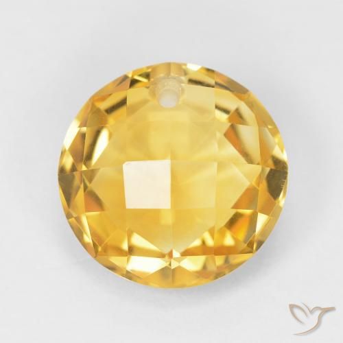 4.40ct Natural Medium Light Orange-Gold Citrine, Round, VVS