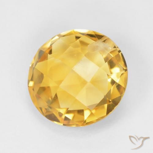 4.40 ct Golden Citrine Stone, Natural Citrine in Round Drilled Checkerboard (Double Sided) Shape for Sale