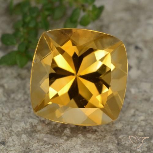 3.69ct Natural Deep Golden Orange Citrine, Cushion, VVS-VS
