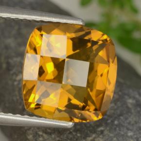 3.62 ct Golden Citrine Stone, Natural Citrine in Cushion Checkerboard Shape for Sale