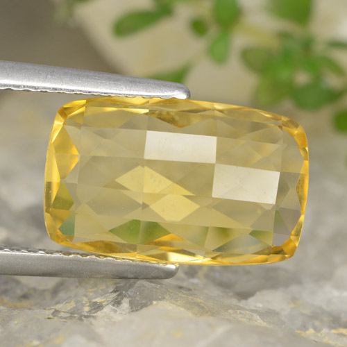 Deep Yellow Citrin Edelstein - 4ct Kissenschliff Schachbrett (beidseitig) (ID: 477462)