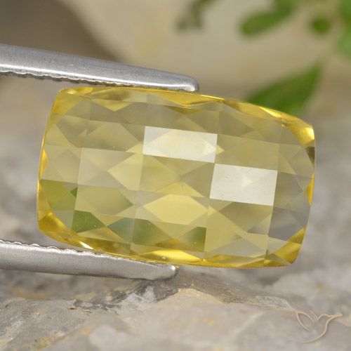 4.25 ct Yellow Citrine, 13.2 x 8.2 mm Cushion Checkerboard From Brazil, Photo A