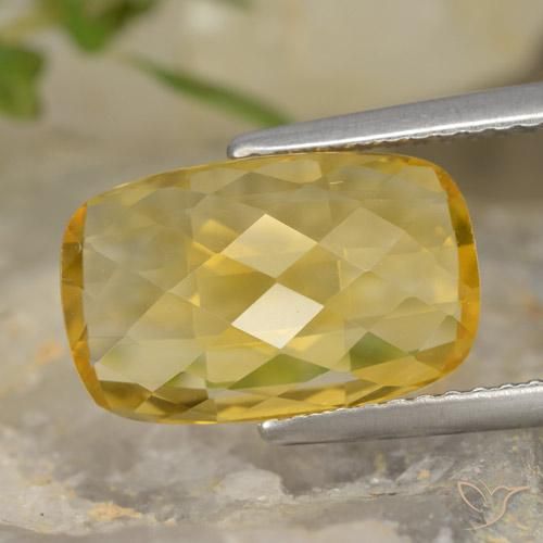 3.64 ct Yellow Citrine Stone, Natural Citrine in Cushion Checkerboard (double sided) Shape for Sale