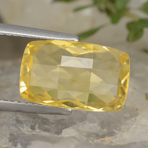 Amarillo miel Citrina Gema - 4.3ct Corte Cojín Checkerboard (ambos lados) (ID: 477469)