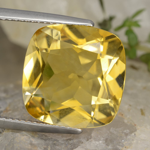 Honey Yellow Цитрин Камень - 8.7ct Огранка Подушечка (ID: 477472)