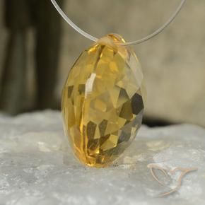 7.88 ct Golden Citrine Stone, Natural Citrine in Round Drilled Checkerboard (Double Sided) Shape for Sale