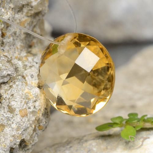 4.79 ct Golden Citrine Stone, Natural Citrine in Round Drilled Checkerboard (Double Sided) Shape for Sale