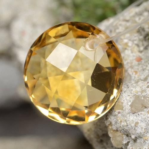 gold-orange Citrin Edelstein - 4.8ct Round Drilled Checkerboard (Double Sided) (ID: 477495)